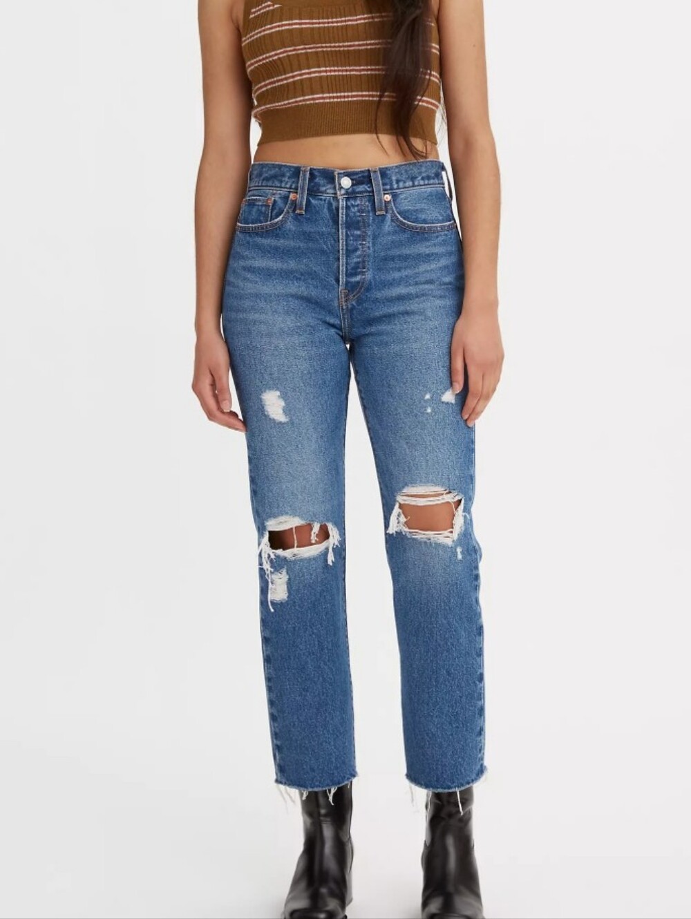 NWT Levis Wedgie Straight Leg Jeans Button Fly Raw Hem Color Carry Kerry